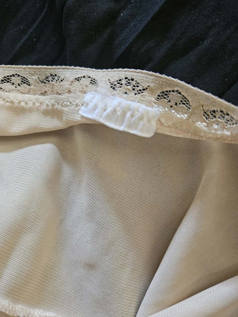 Vintage Lace-Trim Cream Satin Maxi Slip Dress - Picture 5 of 5